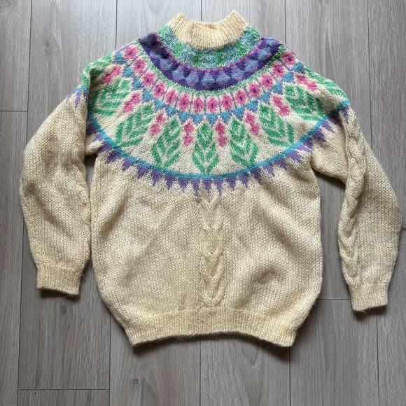 Forenza Italy Soft Knit 45% Mohair Sweater Icelandic Style Womens Size Medium - Picture 1 of 9